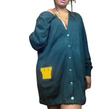 Load image into Gallery viewer, Green Wool Blend W Letterman Cardigan/Dress
