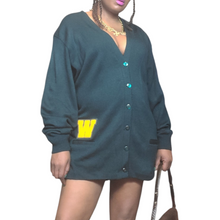 Load image into Gallery viewer, Green Wool Blend W Letterman Cardigan/Dress
