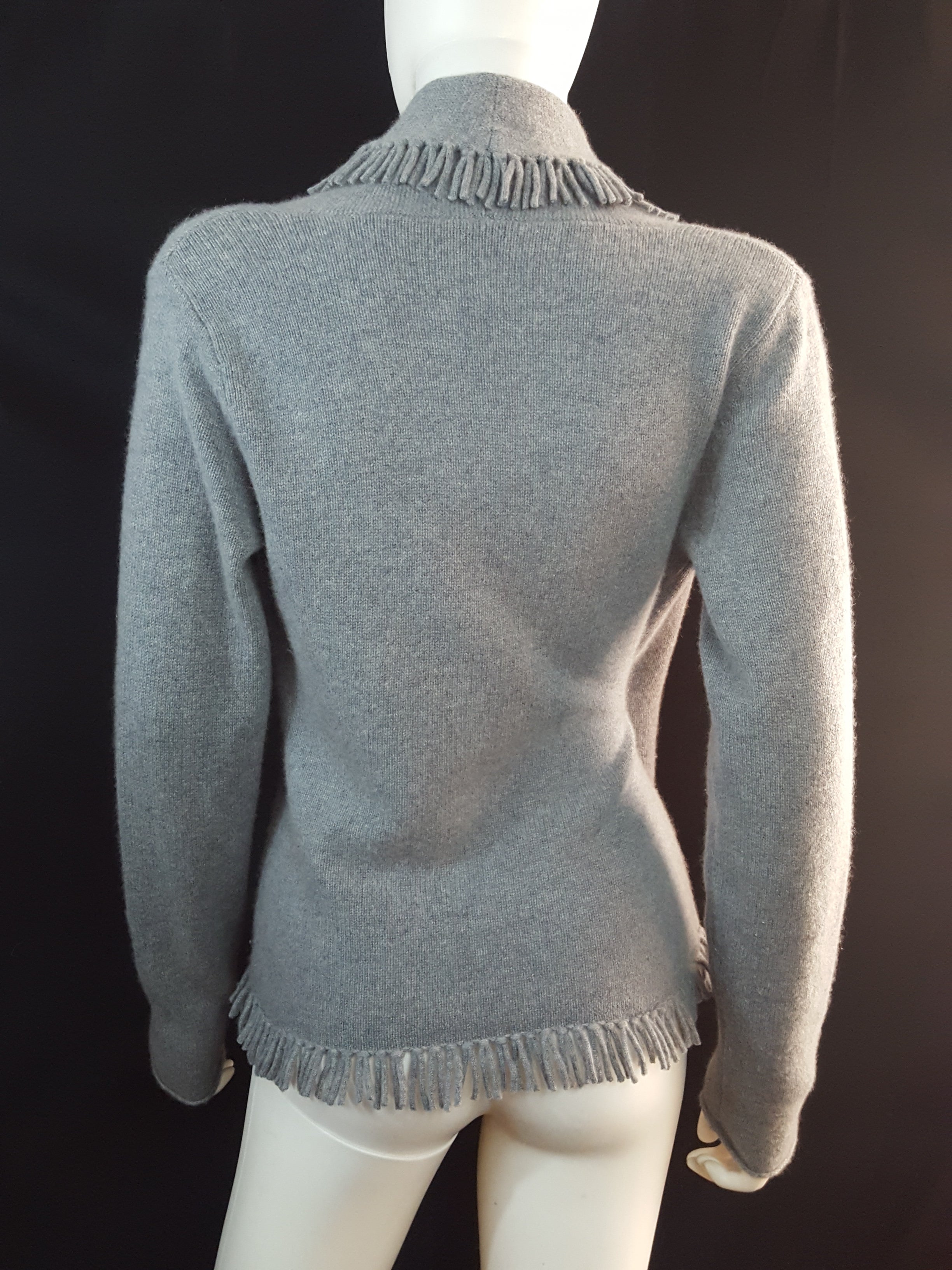 NWT MAGASCHONI Cashmere Fringe Cardigan Sweater in Cement buy Heather Gray Small